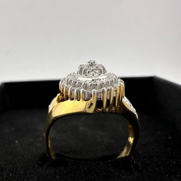 Marquise Cut 1/2 Carat Diamond Ring - Gold Overlaying Sterling Silver Size 8 - Picture 15 of 16